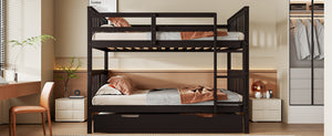 English Elm Full Over Bunk Bed with Twin Trundle Solid Pine Frame Gray Convertible LT100204AAP-1
