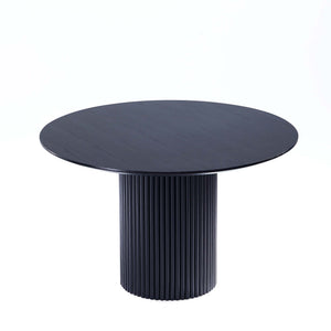 English Elm Hathaway 59" Round Dining Table - Stylish Black Wood Centerpiece With Ribbed Base For Modern Homes B365S00096