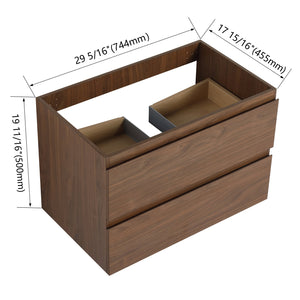 English Elm 30" Wall-Mounted Bathroom Vanity Cabinet with Wood Grain Finish, Soft-Close Drawers, Durable Plywood Brown Oak W999P174702