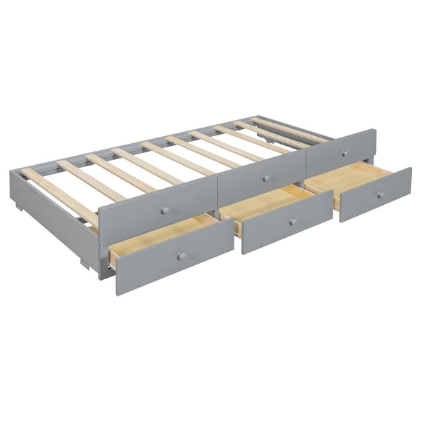 English Elm Full Size Daybed with Trundle Twin Pullout and Three Storage Drawers for Guest Rooms LP100341AAE