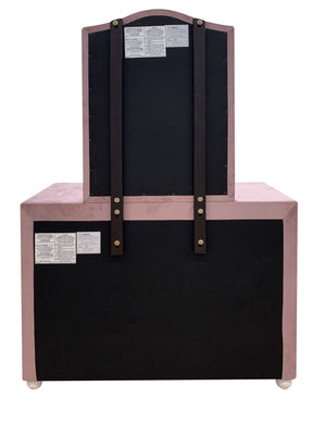 English Elm Reggie Pink Fabric Mirror with Arched Upholstered Frame, Transitional Vintage Style, 18x26 Mirror Dimensions B2726P286649