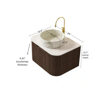 English Elm Dina Floating Bathroom Vanity with Sintered Stone Top and Crystal Glass Basin Walnut,White W2615S00414