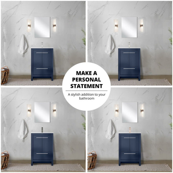 English Elm Navy Blue Bath Vanity With White Quartz Top & Brushed Nickel Faucet – Stylish Storage Solution! P2 B2731P259241-GIGA