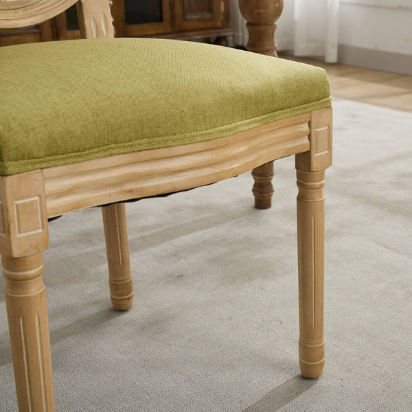 English Elm A&A French Style Olive-Green Dining Chair Set Of 2 – Antique Wood Frame, Rattan Back, Comfort & Elegance W1143P323326