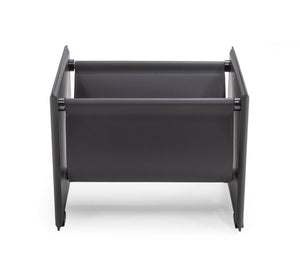 VIG Furniture Uriah Grey Magazine Rack In Saddle Leather With Black Titanium Frame — Mid-Century Modern Storage, No Assembly Needed VGWCE321-MR-ET