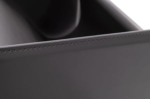 VIG Furniture Uriah Grey Magazine Rack In Saddle Leather With Black Titanium Frame — Mid-Century Modern Storage, No Assembly Needed VGWCE321-MR-ET