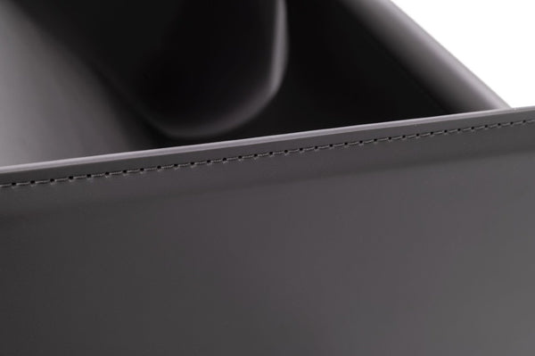 VIG Furniture Uriah Grey Magazine Rack In Saddle Leather With Black Titanium Frame — Mid-Century Modern Storage, No Assembly Needed VGWCE321-MR-ET