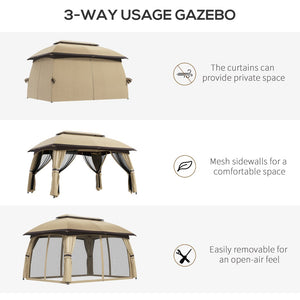 English Elm Outsunny 10' X 13' Outdoor Patio Gazebo Canopy With Ventilated Roof And Mesh Netting For Comfort W2225P174245-GIGA