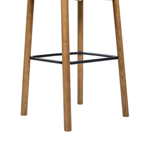 English Elm Jennifer Taylor Home - Sven Modern 30" Low Back Ash Wood Barstool with Black Iron Footrest — Durable, Sustainable Design Dark Brown B2719P395566