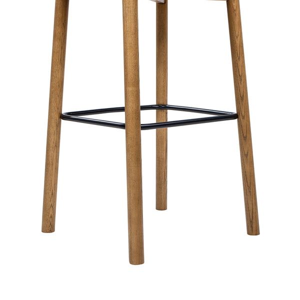 English Elm Jennifer Taylor Home - Sven Modern 30" Low Back Ash Wood Barstool with Black Iron Footrest — Durable, Sustainable Design Dark Brown B2719P395566