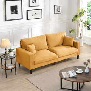 English Elm 74" Three Seat Sofa Hardwood Frame High Density Foam Upholstered Modern Living Room Orange W311P221215