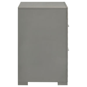 English Elm Pierce Grey High Gloss Nightstand with 2 Smooth Drawers, Felt-Lined Top, Modern Mirrored Finish B062P378424