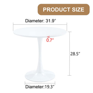 English Elm 31.9"hourglass-shaped Round Table White Mdf Top Nordic Style for Dining or Office W1151P256807