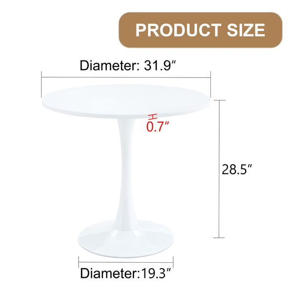 English Elm 31.9"hourglass-shaped Round Table White Mdf Top Nordic Style for Dining or Office W1151P256807