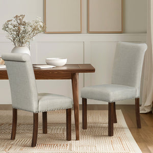 JLA Home 510 Design - Upholstered Transitional Roll-Back Dining Chairs Set of 2 with Silver Nailhead Trim, Plush Comfort and Wood Legs 5DS108-0044