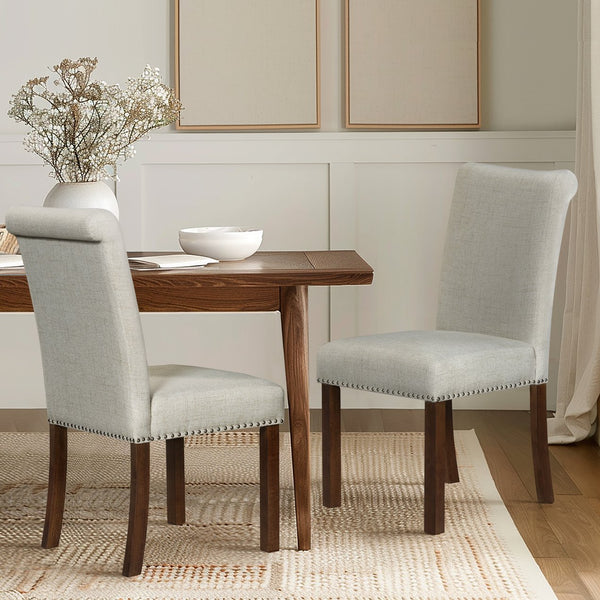 JLA Home 510 Design - Upholstered Transitional Roll-Back Dining Chairs Set of 2 with Silver Nailhead Trim, Plush Comfort and Wood Legs 5DS108-0044