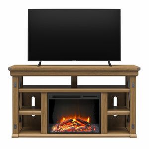 English Elm Fireplace Tv Stand with Electric Insert Wood Veneer Finish Fits Tvs up to 60 Inches B2733S00001