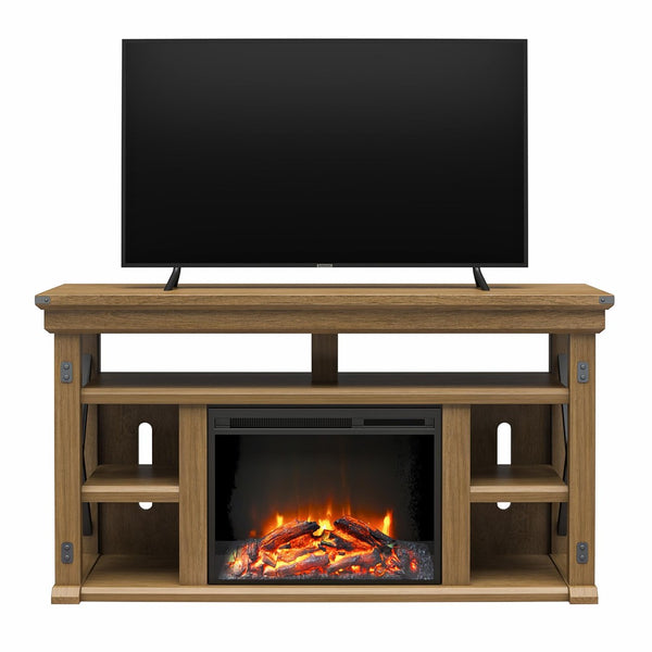 English Elm Fireplace Tv Stand with Electric Insert Wood Veneer Finish Fits Tvs up to 60 Inches B2733S00001