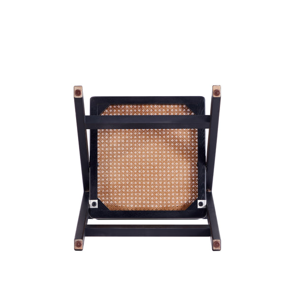 English Elm Pullman Wood Folding Chair with Cane Seat, Solid Ash Frame, 275lb Capacity, Space-Saving Design Black+Natural B365P397822