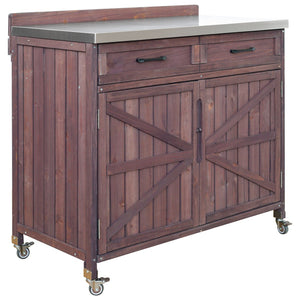 English Elm K&k Outdoor Modular Kitchen Island 2 Piece Fir Wood Stainless Steel Sink Station N707S000024Z