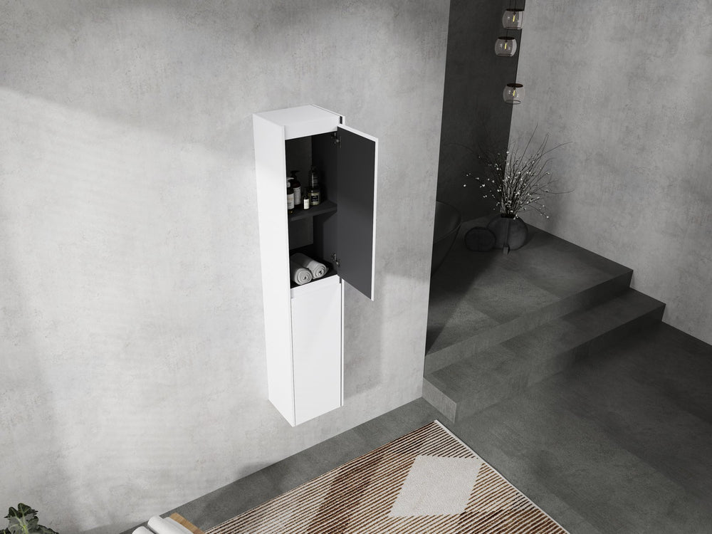 English Elm 12" Bathroom Side Cabinet - Sleek Wall-Mounted Design With Soft-Close Doors For Organized Storage W999S00278