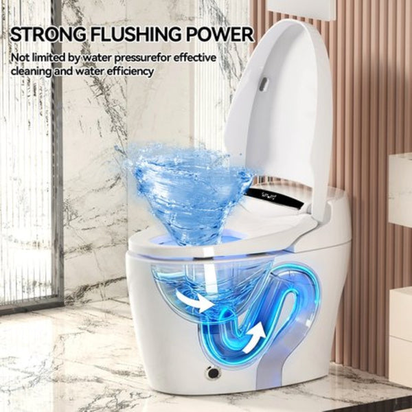 English Elm Smart Bidet Toilet with Auto Open Seat Heated Wash Warm Air Dry and Remote W3133P384770