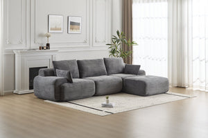 English Elm Modern Memory Foam Compressed Sofa — Pet-Friendly Corduroy Modular Sectional, Cloud-Like Comfort, No Assembly Grey W3723S00011