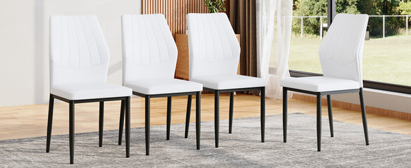 English Elm Set of 4 Brown Shell-Pattern Dining Chairs with Ergonomic Tech Fabric, Sturdy Metal Legs, 37" White+Black W1151P359597