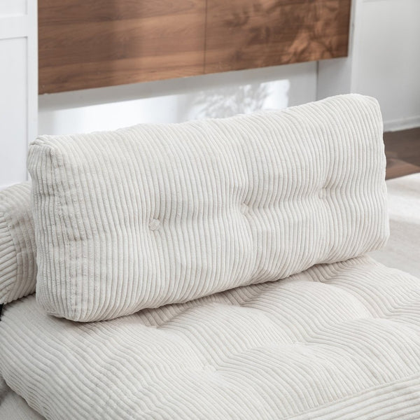 English Elm Folding Floor Sofa Bed Convertible Lounge Chair with Shredded Foam Fill for Bedroom Beige W2200P442793