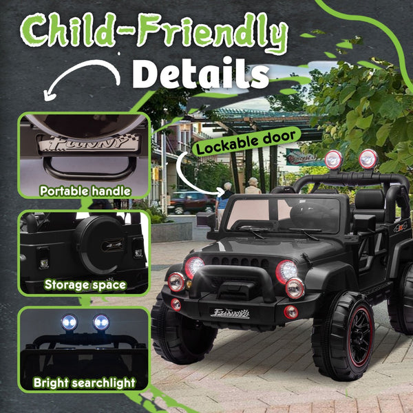 English Elm 24v Kids Electric Ride on Car with Parental Remote Rear Suspension and Bluetooth Audio Black W1578P228743