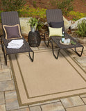 Unique Loom Outdoor Border Border Machine Made Border Rug Beige, Beige/Brown 5' 3" x 8' 0"