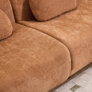 English Elm Modular Chenille Deep Seat Sectional Sofa with Bamboo Frame for Living Room Lounge Orange W1829S00070