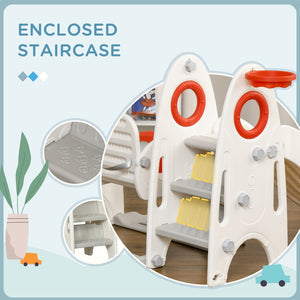 English Elm Qaba 4 in 1 Indoor Toddler Playset with Slide Swing Climber and Basketball Hoop W2225P217352