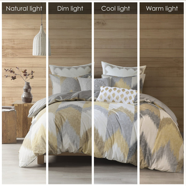 English Elm Full/Queen Alpine Duvet Cover Mini Set — 200TC Cotton Ikat Chevron, OEKO‑TEX, Antimicrobial, Button Closure B03596520