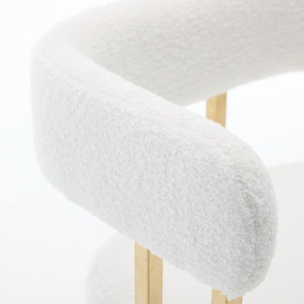 English Elm Ts Teddy Fleece Accent Chair Set of Two with Gold Square Legs for Glam Modern Spaces White W2311P412751