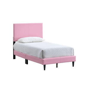 English Elm Baron Full Bed Frame with Faux Leather Upholstery, Slat Support, Adjustable Headboard Height, Fits 7–13" Pink 26.37 L x 45.47 W x 7.48 H B078P380177