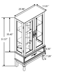 English Elm Curio Cabinet Lighted Glass Cabinet Glass Wine Cabinet Curio Display Cabinet With Adjustable Glass Shelves 2 Doors and 1 Drawer Cabinet Sideboard With Bulb Included Antique White