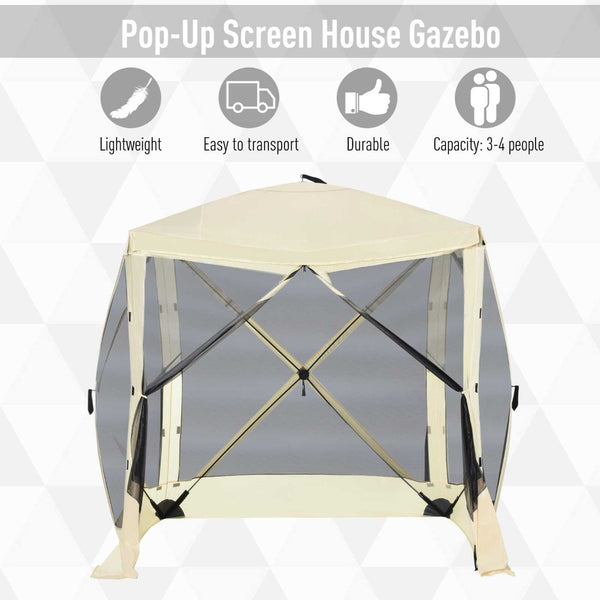 English Elm Outsunny Pop up Screen Shelter Mesh Sidewalls Fiberglass Frame Portable Carry Bag Included W2225P200736