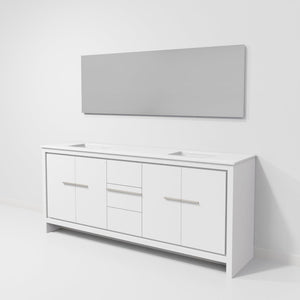 English Elm White Double Bath Vanity 80" W With Cultured Marble Top & 70" Mirror - Stylish Storage Solution! B2731S01508-GIGA