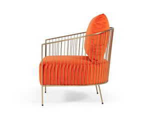 VIG Furniture Loveland Orange Velvet Accent Chair With Gold Frame — Glam Contemporary Plush Seat, Ready-To-Use (440 Lb) VGMFOC-2214-CH