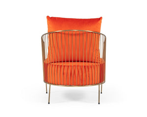 VIG Furniture Loveland Orange Velvet Accent Chair With Gold Frame — Glam Contemporary Plush Seat, Ready-To-Use (440 Lb) VGMFOC-2214-CH