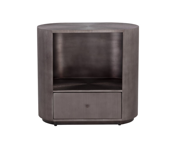 Sunpan Siena Nightstand - Handcrafted Iron Frame with Unique Finish and Ample Storage for Elegant Bedrooms Oval - 30W x 18D x 28H