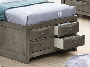 English Elm Stylish Twin Bed With Sleek Gray Finish & Built-In Storage For Modern, Space-Saving Bedrooms B078S00188-GIGA