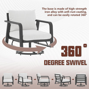 English Elm Fr Five Piece Outdoor Aluminum Patio Set with Swivel Rockers and Dual Coffee Tables T5925S00002