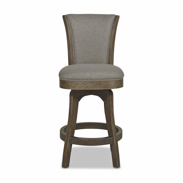 English Elm Jennifer Taylor Home - Henry 27" Armless Swivel Counter Height Bar Stool Heathered Linen Upholstered High Back Support Gray B2719P238374