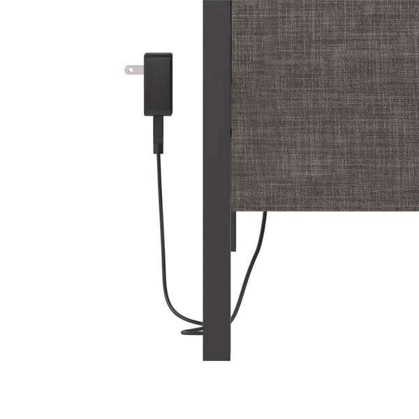 English Elm Paloma Linen Upholstered Bed Channel Tufted Headboard with Built-in Dual Usb Ports B2733P445252