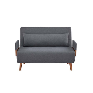 English Elm TRIO Extra Loveseat sleeper sofa bed converts in 10s with 3-position backrest, breathable linen, silent hinges for small spaces Grey W3391P325417