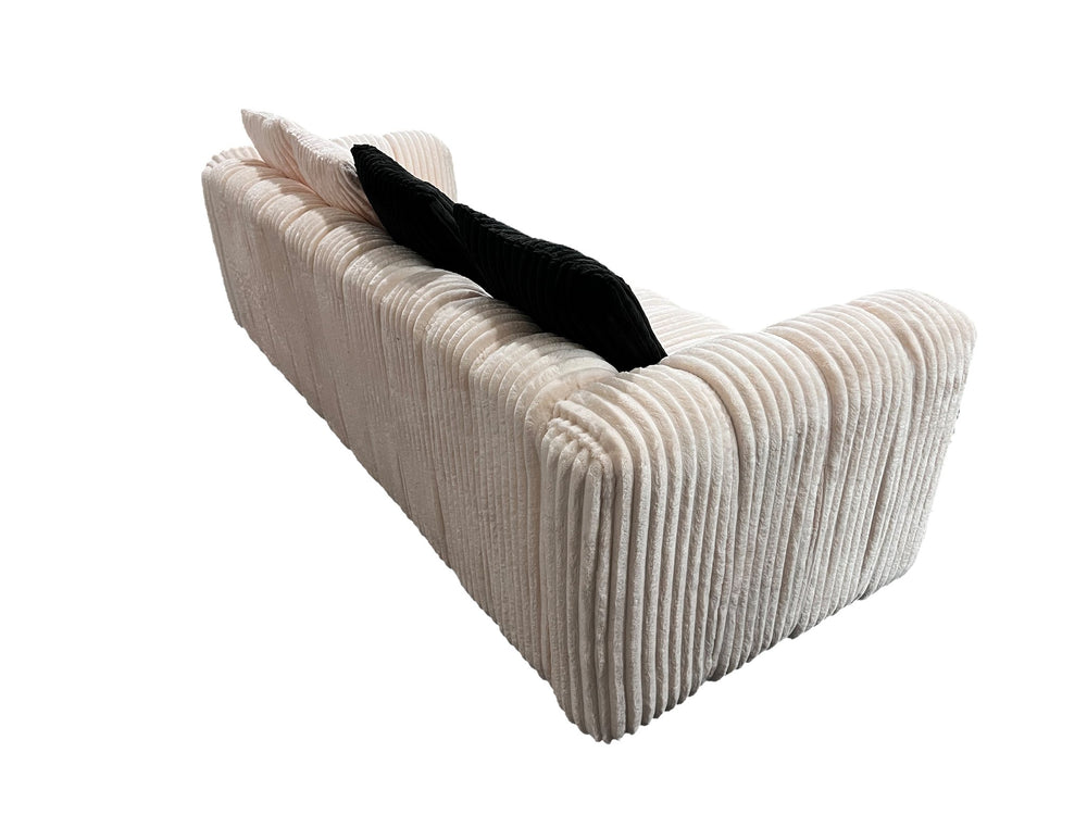 English Elm 82.68-inch premium corduroy two-seater sofa bed in White with plush high-resilience cushions, metal legs and solid pine frame for lasting comfort and style W2795P291707