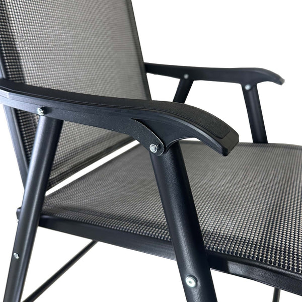 English Elm Outdoor Stackable Folding Chairs Set Ergonomic Mesh Back Steel Frame Patio Seating Gray W5159P445934