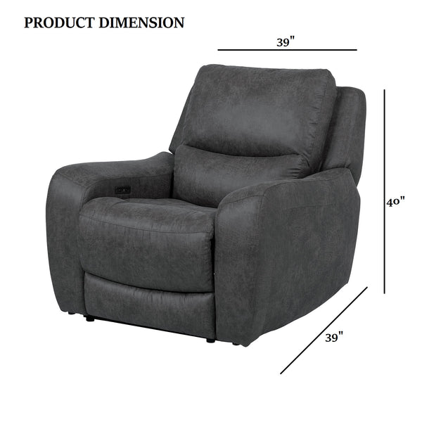 English Elm Contemporary Power Recliner with Plush High-Density Foam, Soft Track Arms, Hardwood Frame, Oversized Seat Dark Gray 40 L x 34 W x 30 H B2741P395239